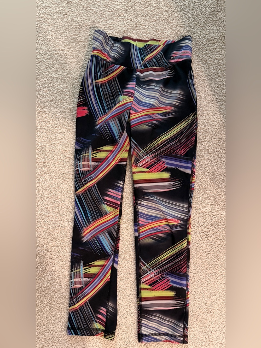 Girls' Black Multicolor Brushstroke Leggings